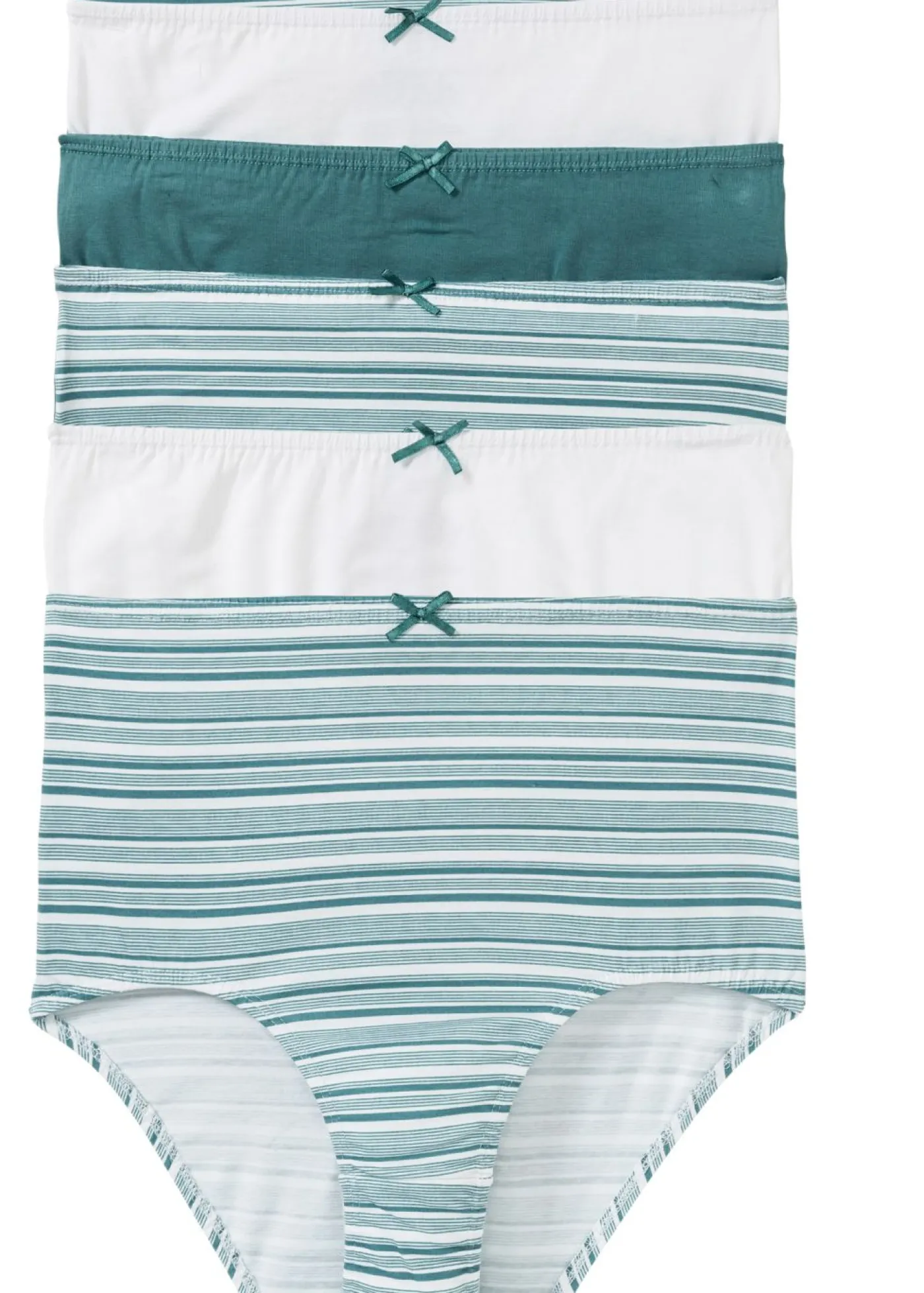 bonprix bonprix Ropa Interior De Algodón|Bragas>Braguitas de talle alto (6 unidades) Turquesa cobalto mate-blanco de rayas