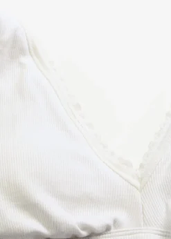 bonprix bonprix Ropa Interior De Algodón|Sujetadores>Bralette acolchado sin aros de canalé con algodón orgánico Blanco