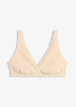 Mujer bonprix bonprix Bralette de canalé de algodón orgánico con encaje