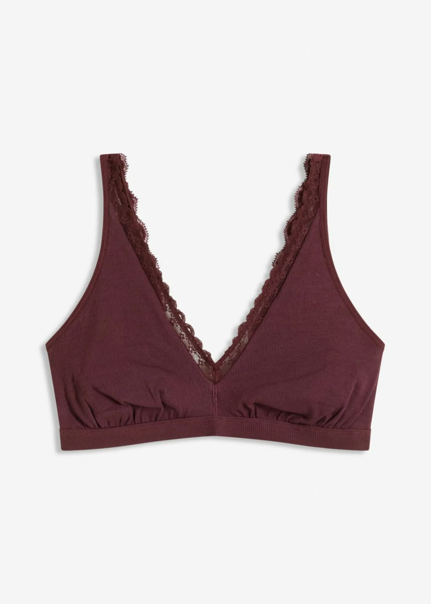 Mujer bonprix bonprix Bralette de canalé de algodón orgánico con encaje