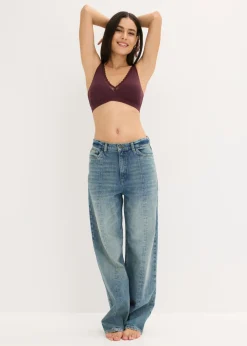 Mujer bonprix bonprix Bralette de canalé de algodón orgánico con encaje