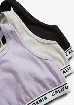 bonprix bonprix Multipack|Niña·Braguitas Y Tops>Bustier con algodón suave (5 unidades) malva+gris claro jaspeado+negro