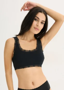 Mujer bonprix bonprix Bustier de algodón orgánico y encaje (2 unidades)