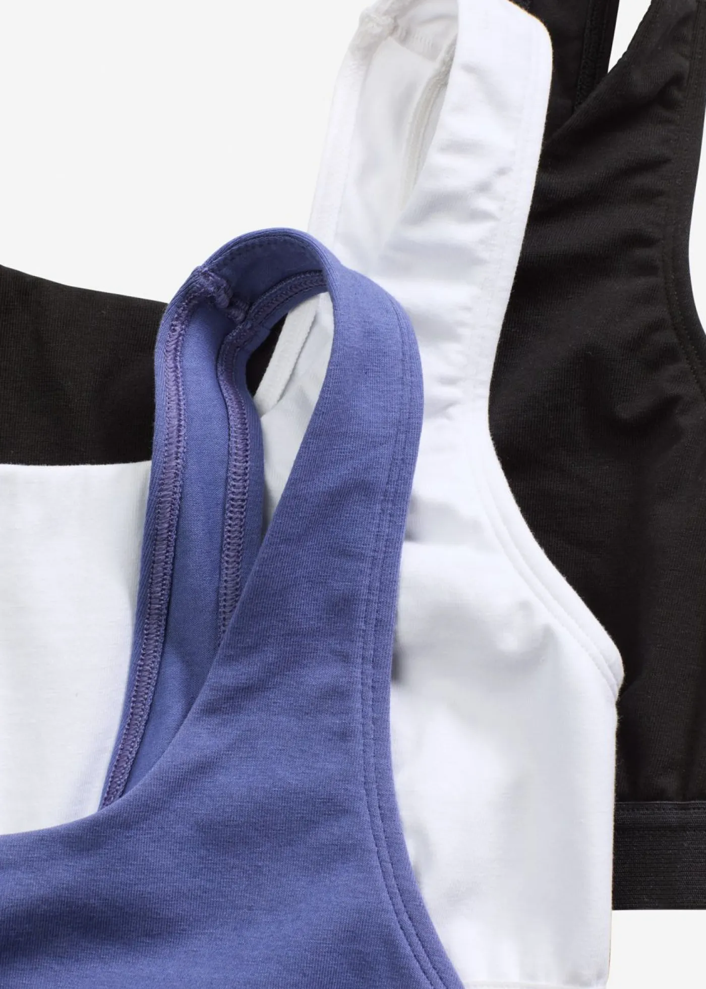 bonprix bonprix Ropa Interior De Algodón|Ropa Interior Deportiva>Bustier de algodón orgánico (3 unidades) Azul pacífico oscuro + negro + blanco