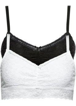 bonprix bonprix Lencería|Sujetadores>Bustier de encaje suave (2 unidades) Negro+blanco
