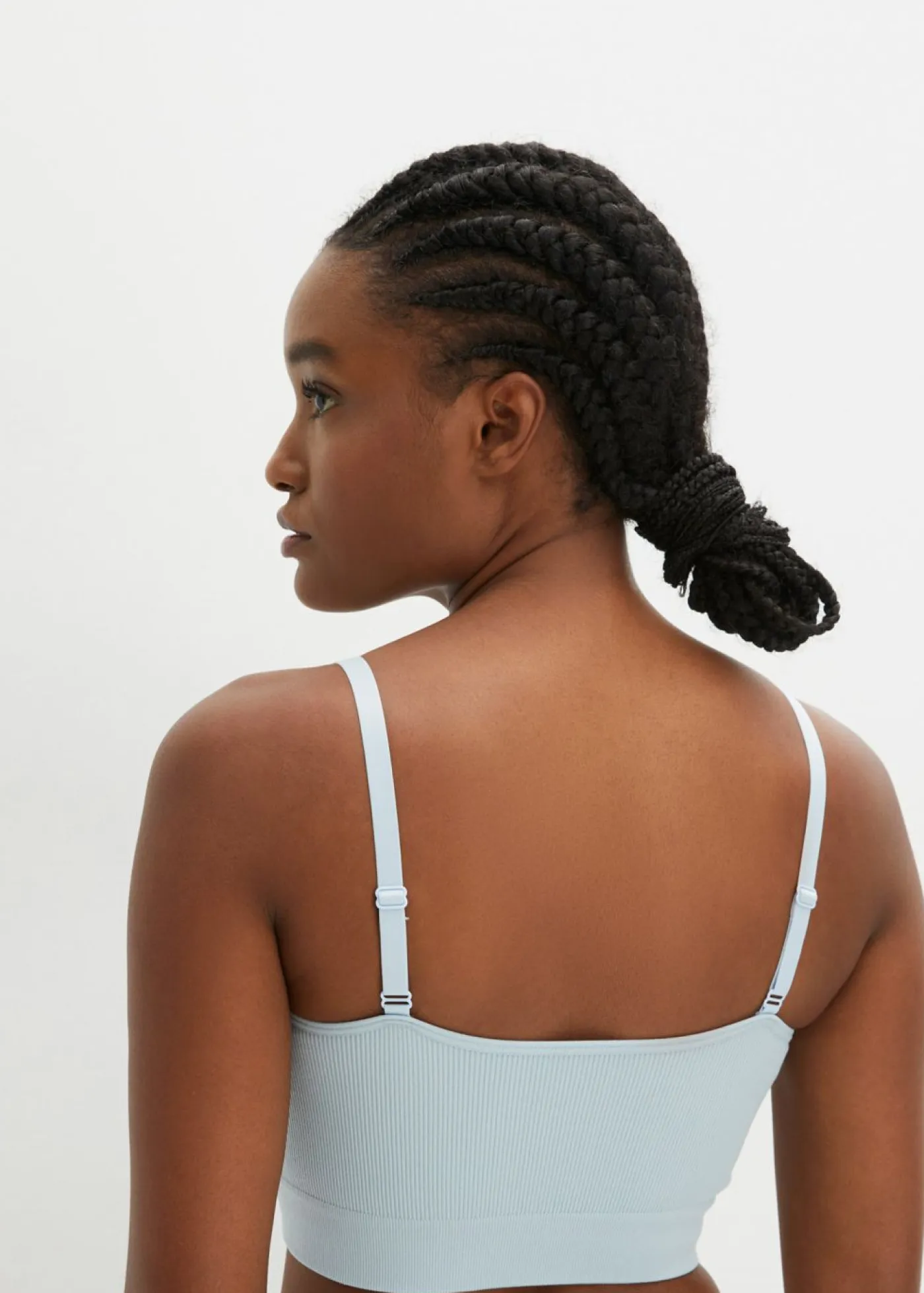 bonprix bonprix Sin Costuras|Sujetadores>Bustier Feel Comfort sin costuras de canalé azul pálido