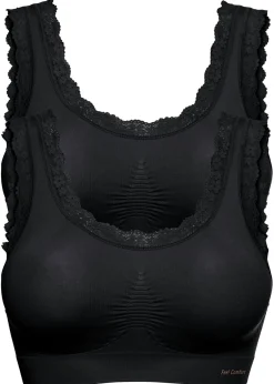 bonprix bonprix Sin Costuras|Básicos>Bustier Feel Comfort sin costuras (2 unidades) Negro-negro