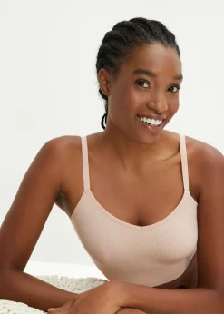 bonprix bonprix Sin Costuras|Sujetadores>Bustier Feel Comfort sin costuras de canalé Beige mate