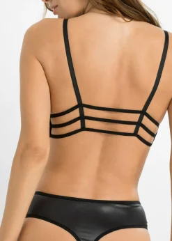Mujer bonprix VENUS Bustier y tanga con abertura y efecto mojado (2 piezas)