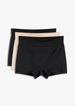 bonprix bonprix Bragas>Bóxer de mujer (3 unidades) de modal suave negro+beige tiza