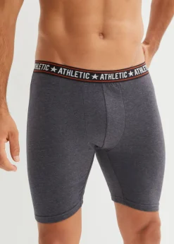 bonprix bonprix Bóxers|Ropa Interior·Bóxers>Bóxer largo ajustado con algodón (2 unidades) antracita jaspeado/negro/naranja oscuro/naranja rojo