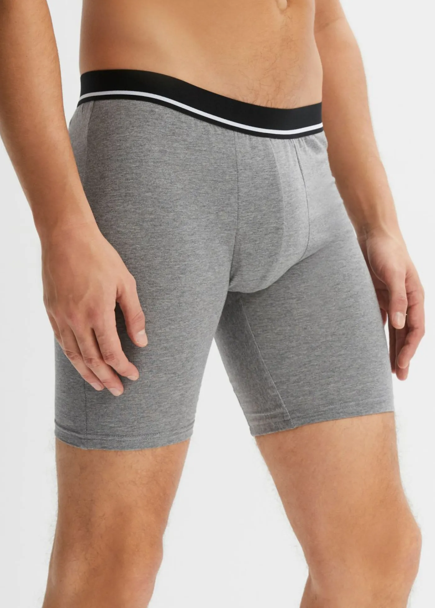 bonprix bonprix Bóxers|Ropa Interior·Bóxers>Bóxers largos ajustados (3 unidades) gris jaspeado/azul marino/azul vaquero