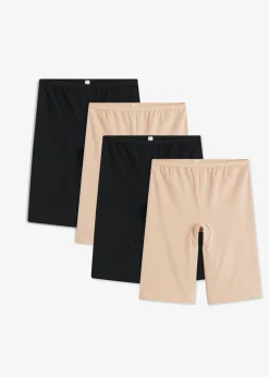 bonprix bonprix Ropa Interior De Algodón|Bragas>Bóxers largos con algodón orgánico para mujeres (4 unidades) negro+beige mate