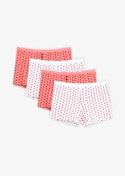 bonprix bonprix Ropa Interior De Algodón|Bragas>Bóxers para mujeres (4 unidades) rojo salsa-rosa coral-blanco