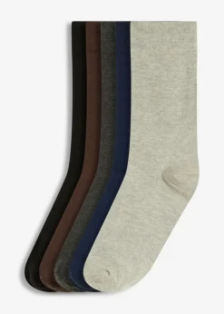 bonprix bonprix Medias|Ropa Interior·Calcetines>Calcetines antipresión de algodón orgánico (5 pares) negro-antracita jaspeado-azul marino-gris claro jaspeado-marrón oscuro