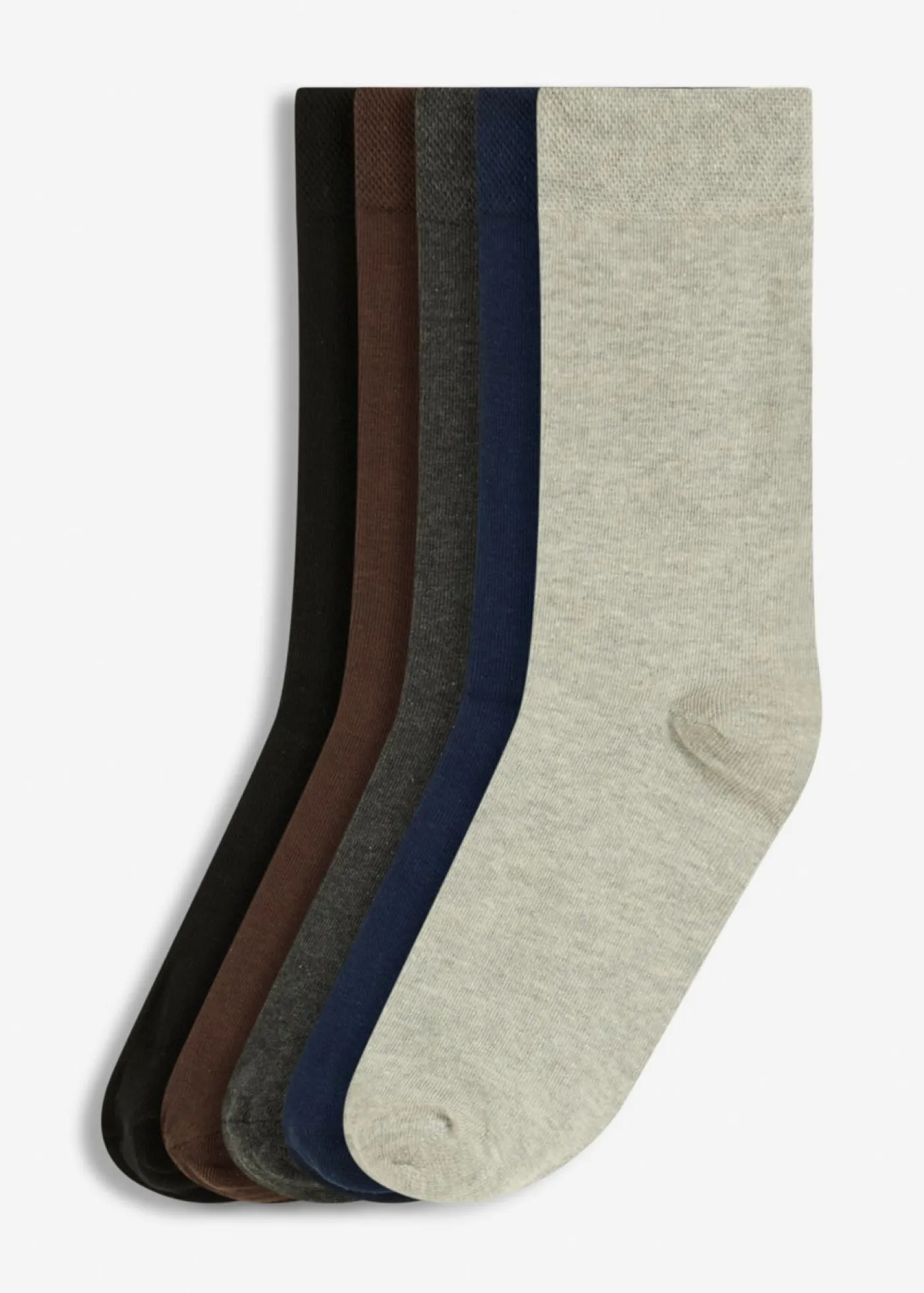 bonprix bonprix Medias|Ropa Interior·Calcetines>Calcetines antipresión de algodón orgánico (5 pares) negro-antracita jaspeado-azul marino-gris claro jaspeado-marrón oscuro