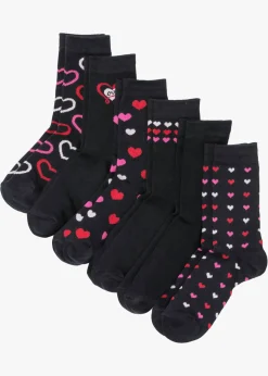 bonprix bonprix Multipack|Niña·Calcetines Y Leotardos>Calcetines con algodón orgánico (6 pares) Negro estampado