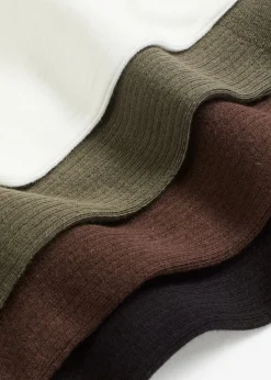 bonprix bonprix Multipack|Niño·Calcetines>Calcetines con estructura acanalada y algodón orgánico (5 pares) Negro + marrón oscuro + blanco perla + oliva