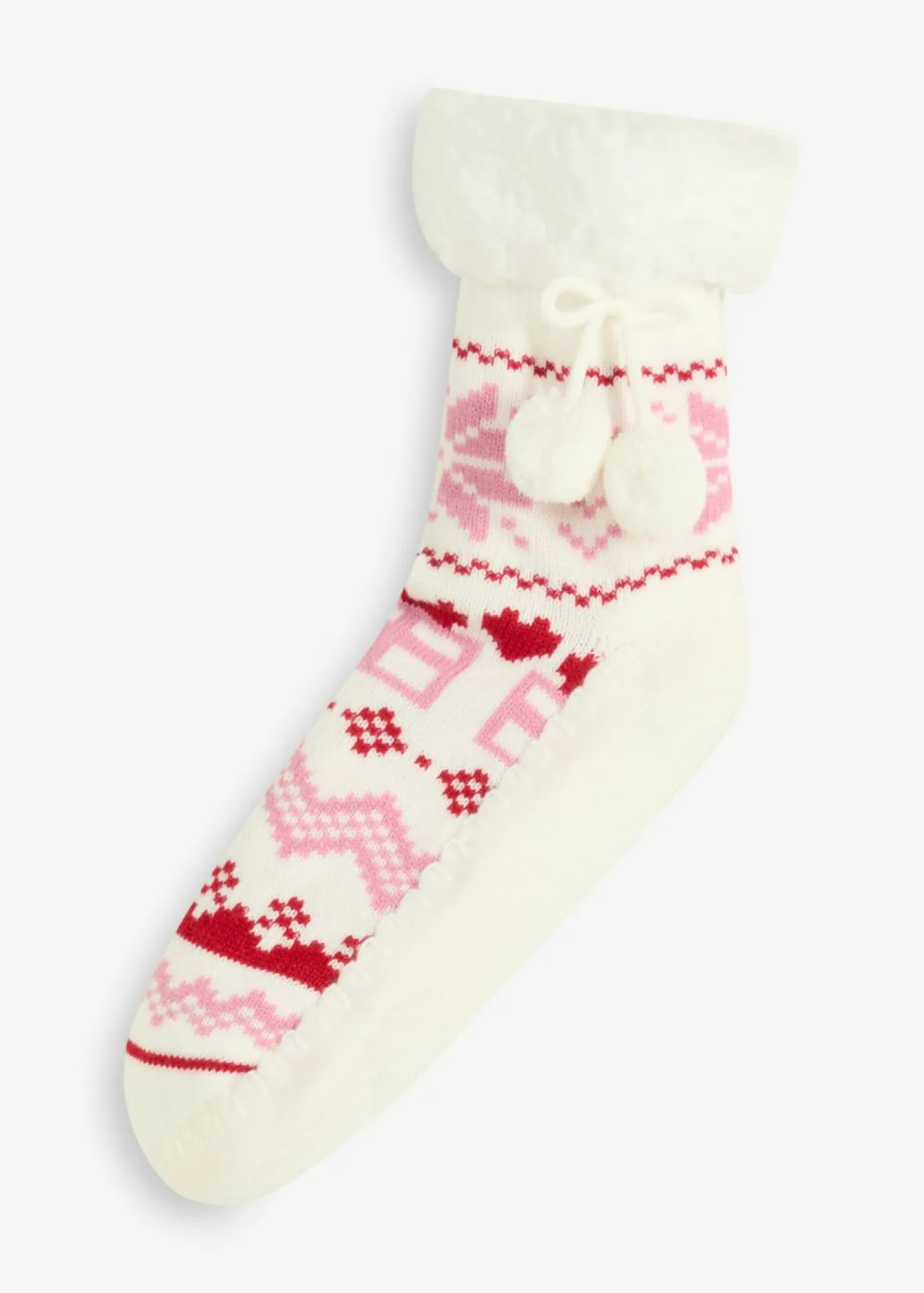 bonprix bonprix Homewear|Medias, Panties Y Calcetines>Calcetines con forro de peluche y suela cosida rosa-blanco lana-rojo