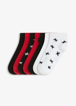 bonprix bonprix Medias, Panties Y Calcetines>Calcetines cortos con algodón orgánico (7 pares) negro-blanco-rojo salsa