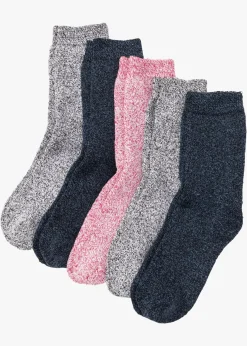 bonprix bonprix Sandalias|Medias>Calcetines térmicos de rizo (5 unidades) con algodón orgánico Azul/gris/rosa jaspeado