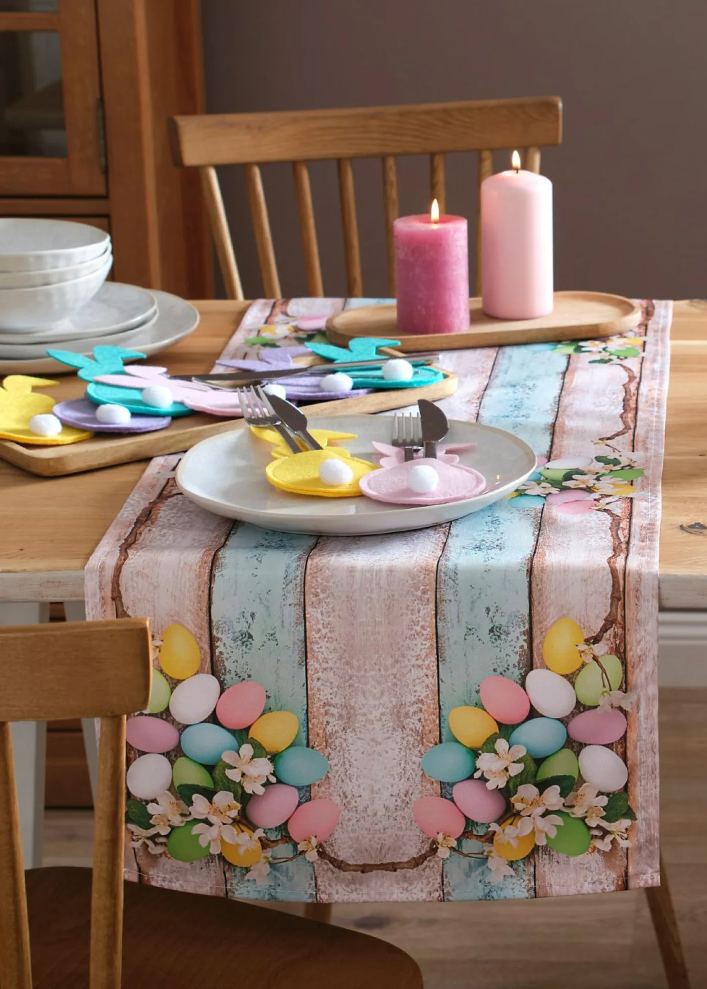 bonprix bpc living bonprix collection Primavera|Vajilla>Camino de mesa con estampado de Pascua rosa multicolor