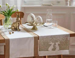 bonprix bonprix Primavera|Vajilla>Camino de mesa con estampado de conejitos Blanco-oro
