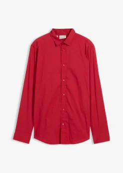 bonprix bonprix Camisas>Camisa buisness con elástico, slim fit rojo cayena