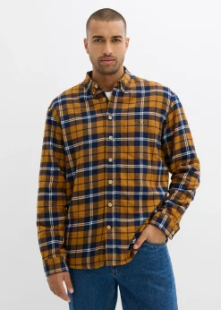 bonprix bonprix Outdoor|Camisas>Camisa de franela con forro polar cálido Azul marino de cuadros