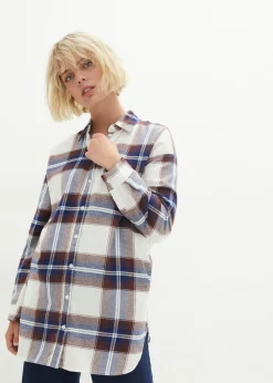 bonprix bonprix Camisas Y Blusas>Camisa de franela de algodón puro azul marino a cuadros