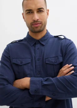 Hombre bonprix bonprix Camisa de franela de algodón puro con hombreras