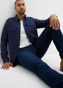 Hombre bonprix bonprix Camisa de franela de algodón puro con hombreras