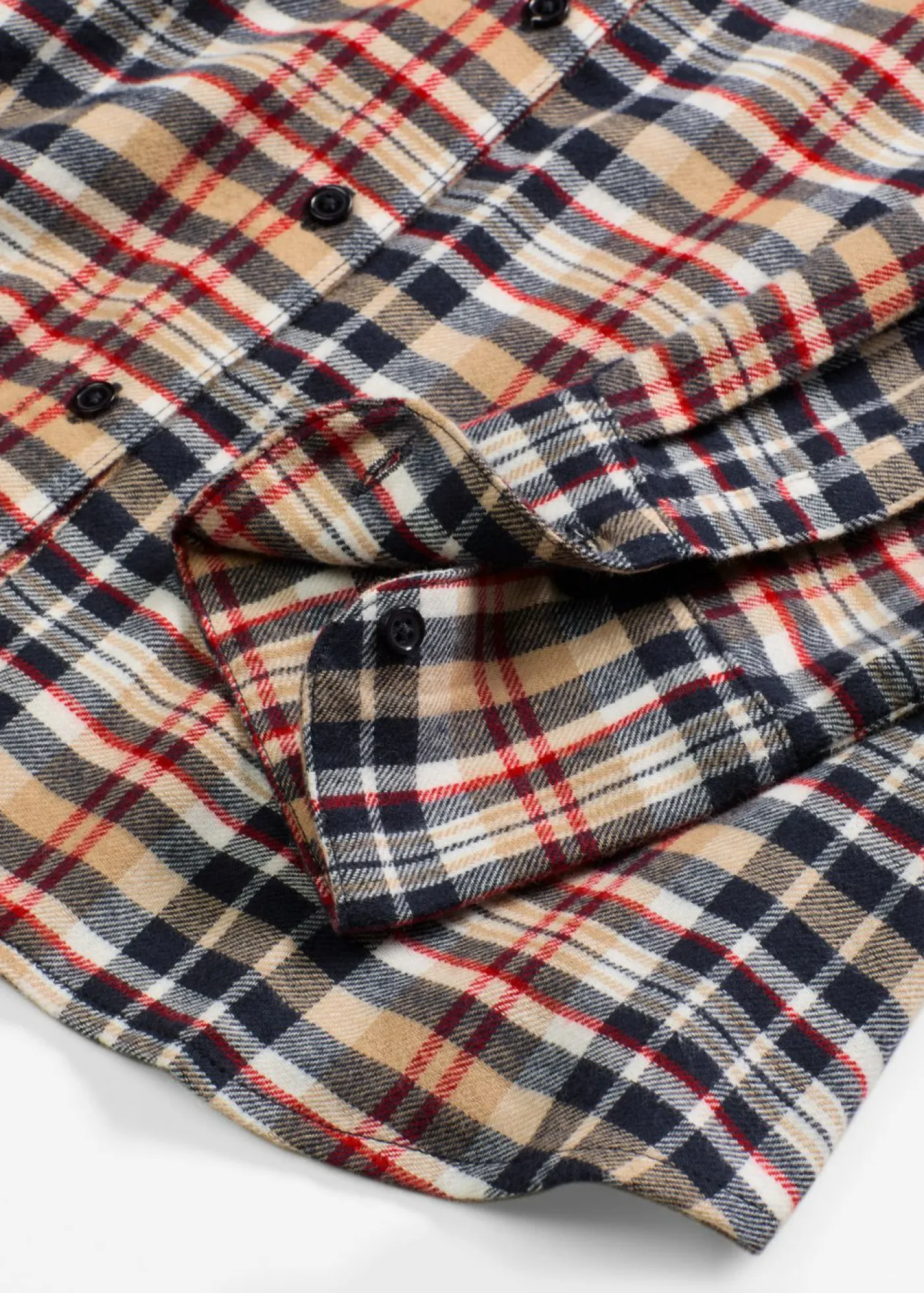 bonprix bonprix Camisas Y Blusas>Camisa de franela de algodón puro blanco perla-azul tinta-caqui claro-rojo lava a cuadros