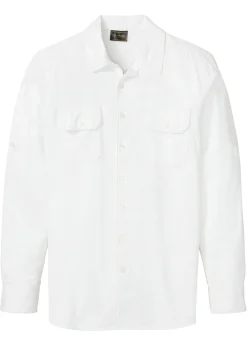 Hombre bonprix bonprix Camisa de lino con manga larga y mangas enrolladas