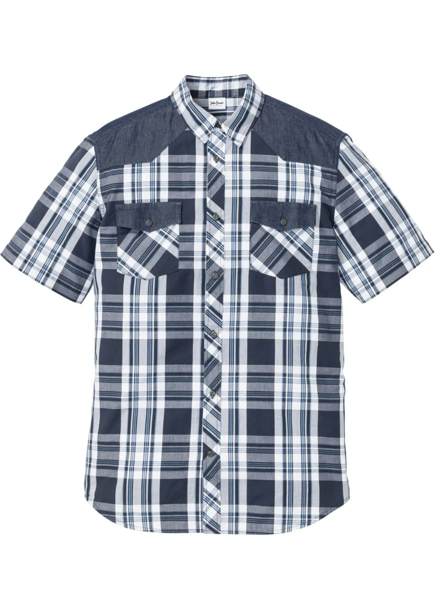 bonprix bonprix Camisas>Camisa de manga corta Azul de cuadros