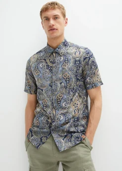 bonprix bonprix Camisas>Camisa de manga corta Azul marino con patrón paisley