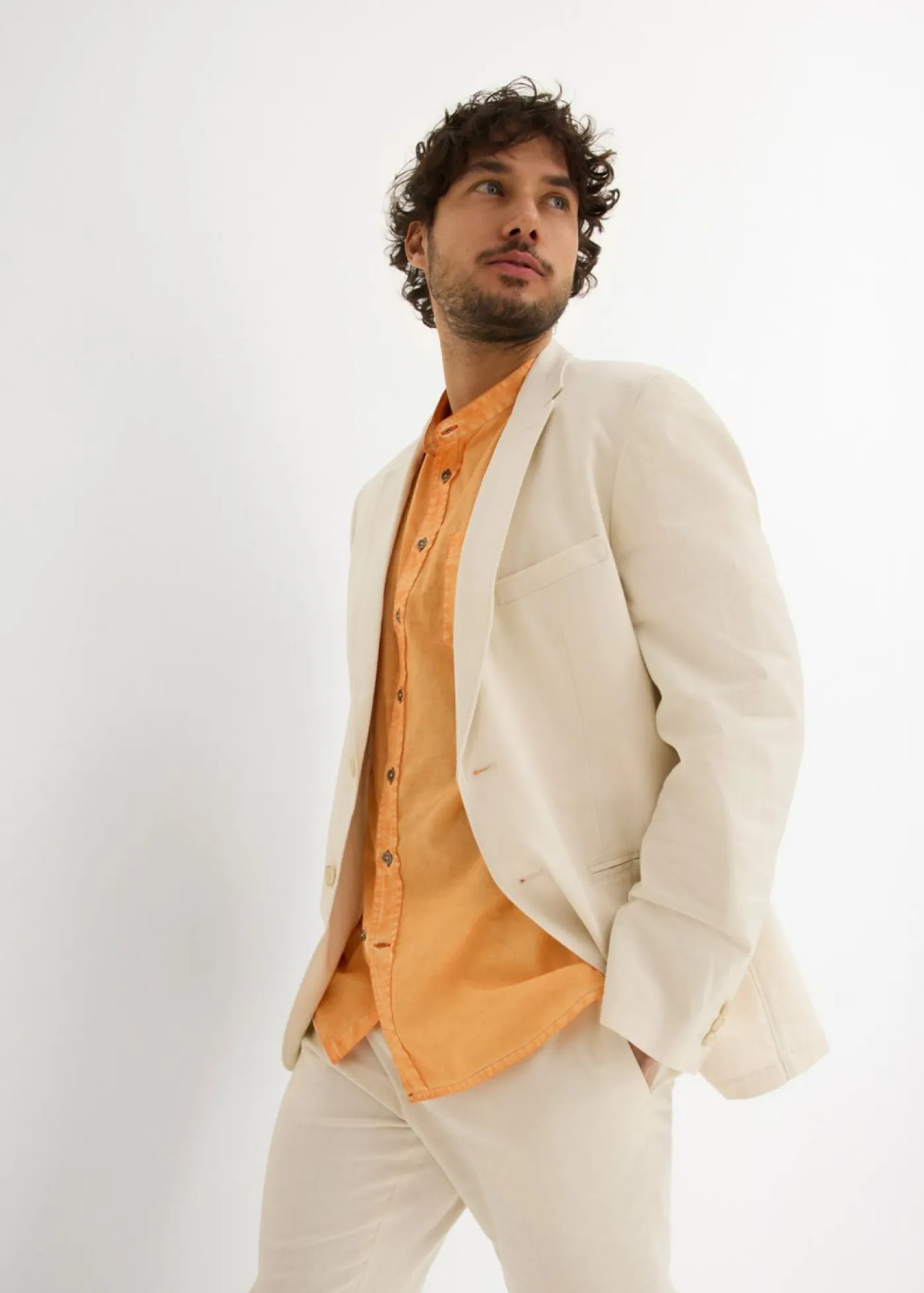 bonprix bonprix Camisas>Camisa de manga corta con aspecto lavado albaricoque