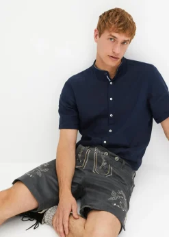 Hombre bonprix bonprix Camisa de manga corta de mezcla de lino fresco