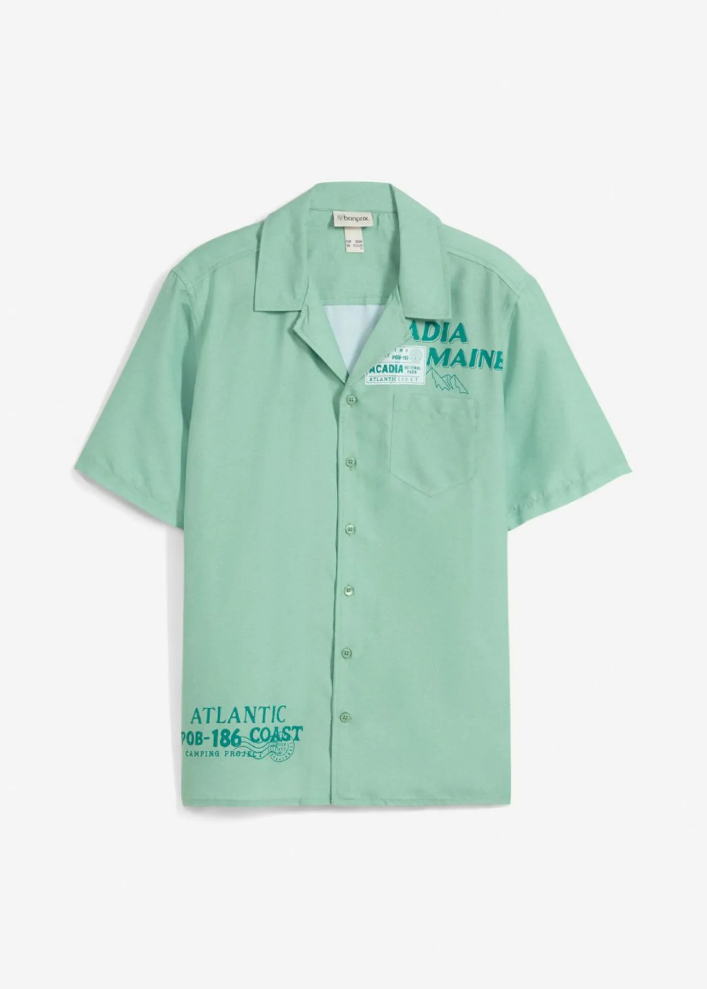 bonprix bonprix Camisas>Camisa de manga corta de algodón puro hierbabuena-verde botella