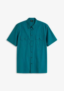 bonprix bonprix Básicos En Rebajas|Camisas>Camisa de manga corta de algodón puro Azul petróleo