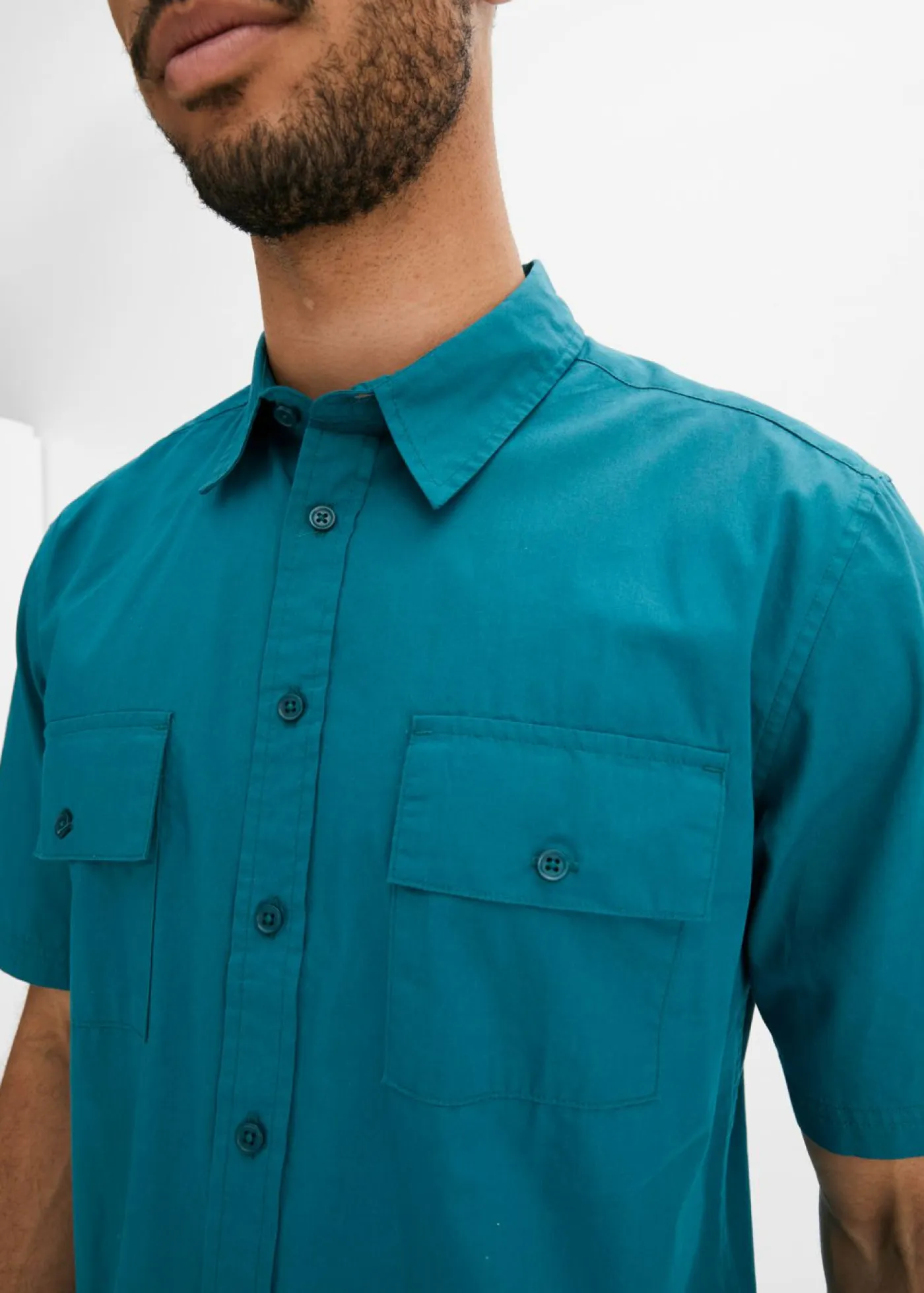 bonprix bonprix Básicos En Rebajas|Camisas>Camisa de manga corta de algodón puro Azul petróleo