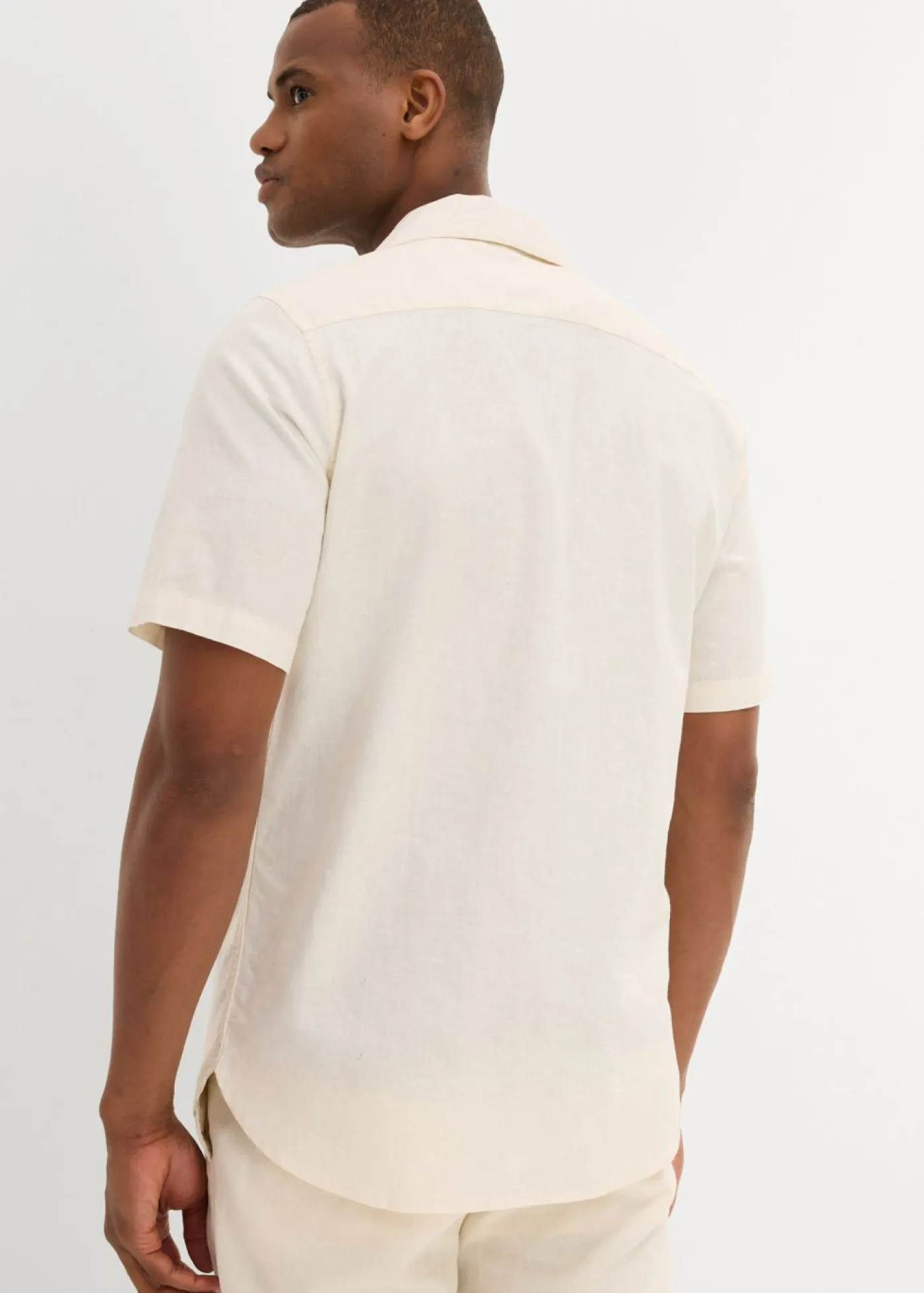 bonprix bonprix Camisas>Camisa de manga corta de lino Beige natural