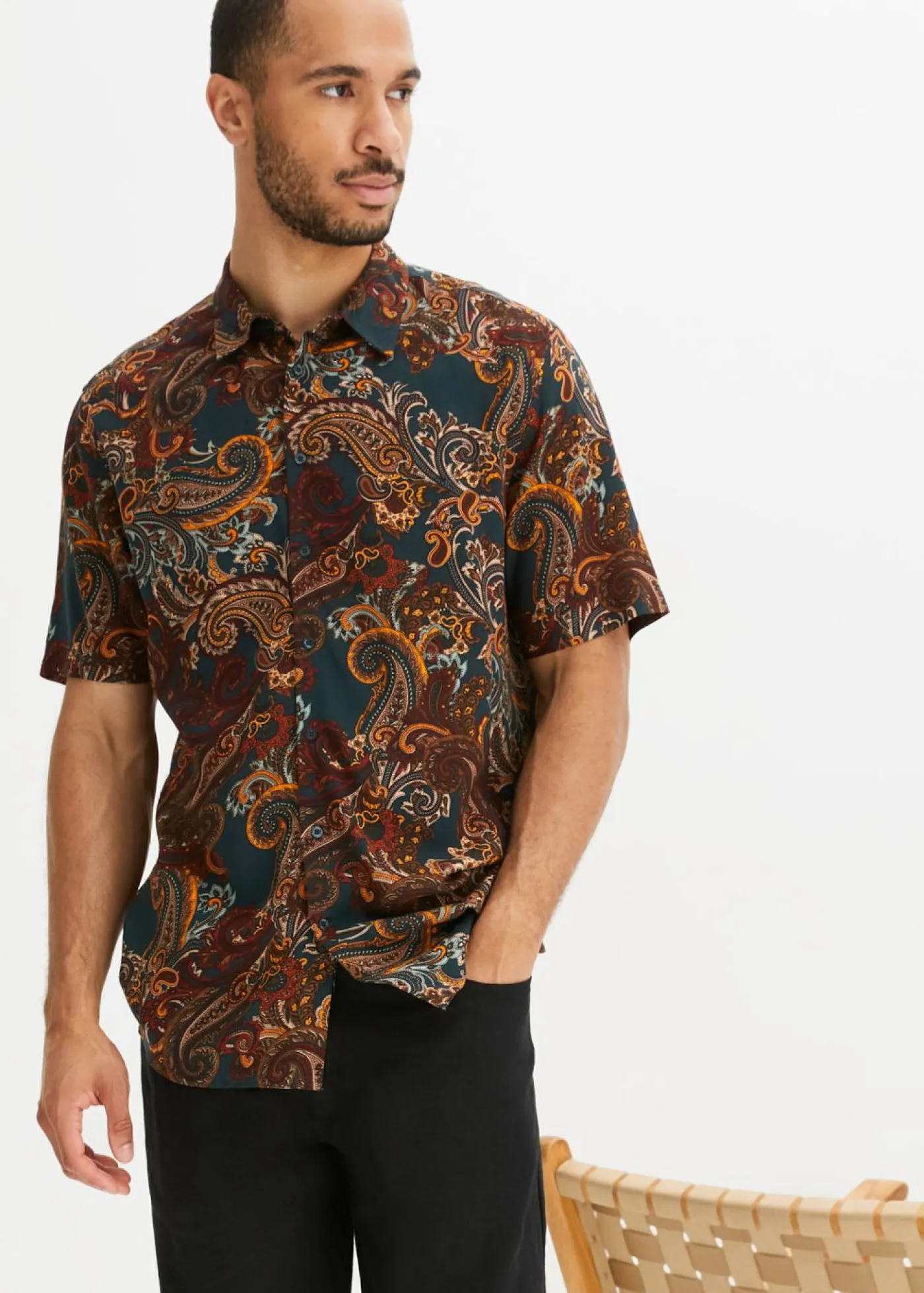 Hombre bonprix bonprix Camisa de manga corta de viscosa