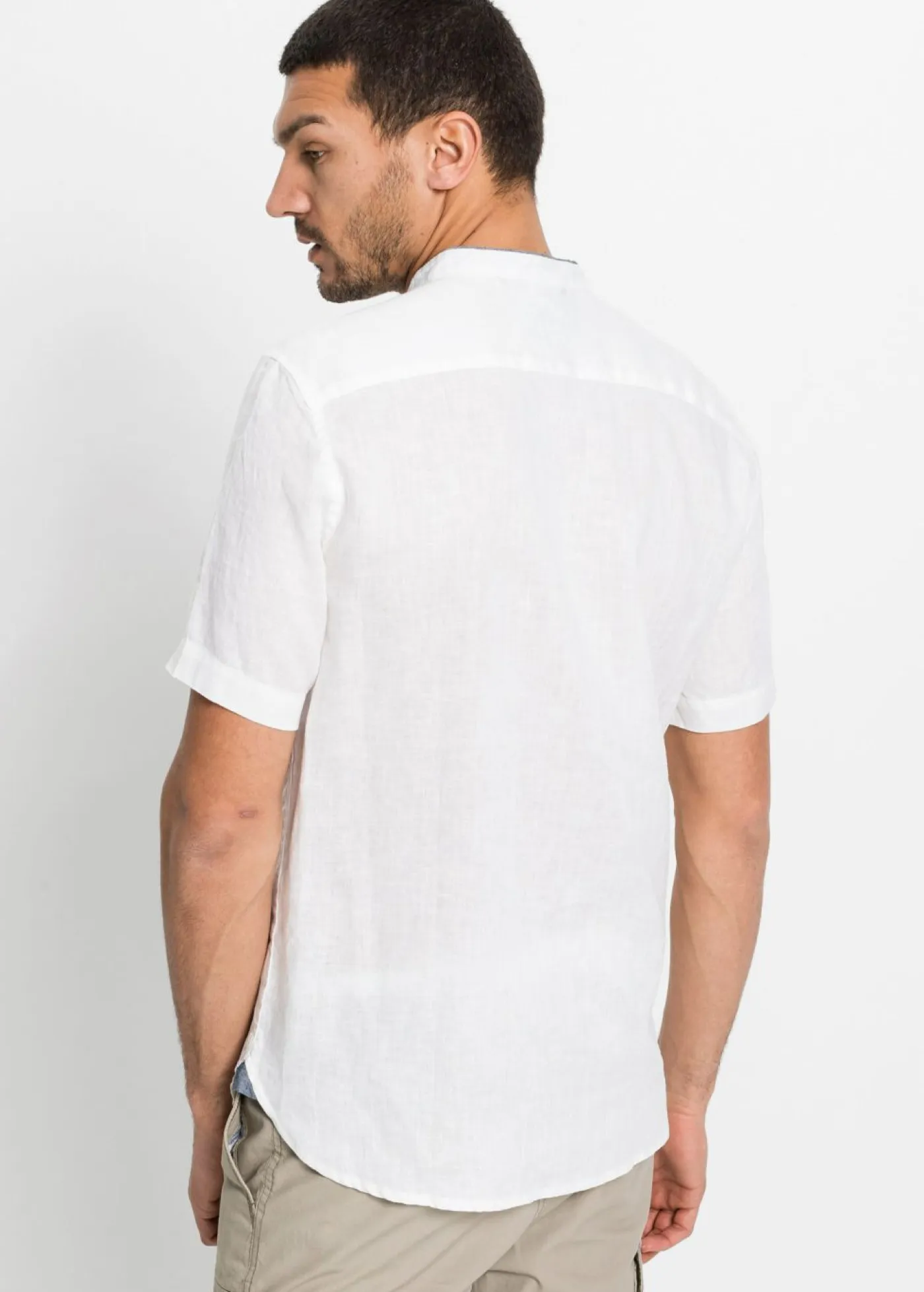 bonprix bonprix Camisas>Camisa de manga corta de mezcla de lino fresco Blanco