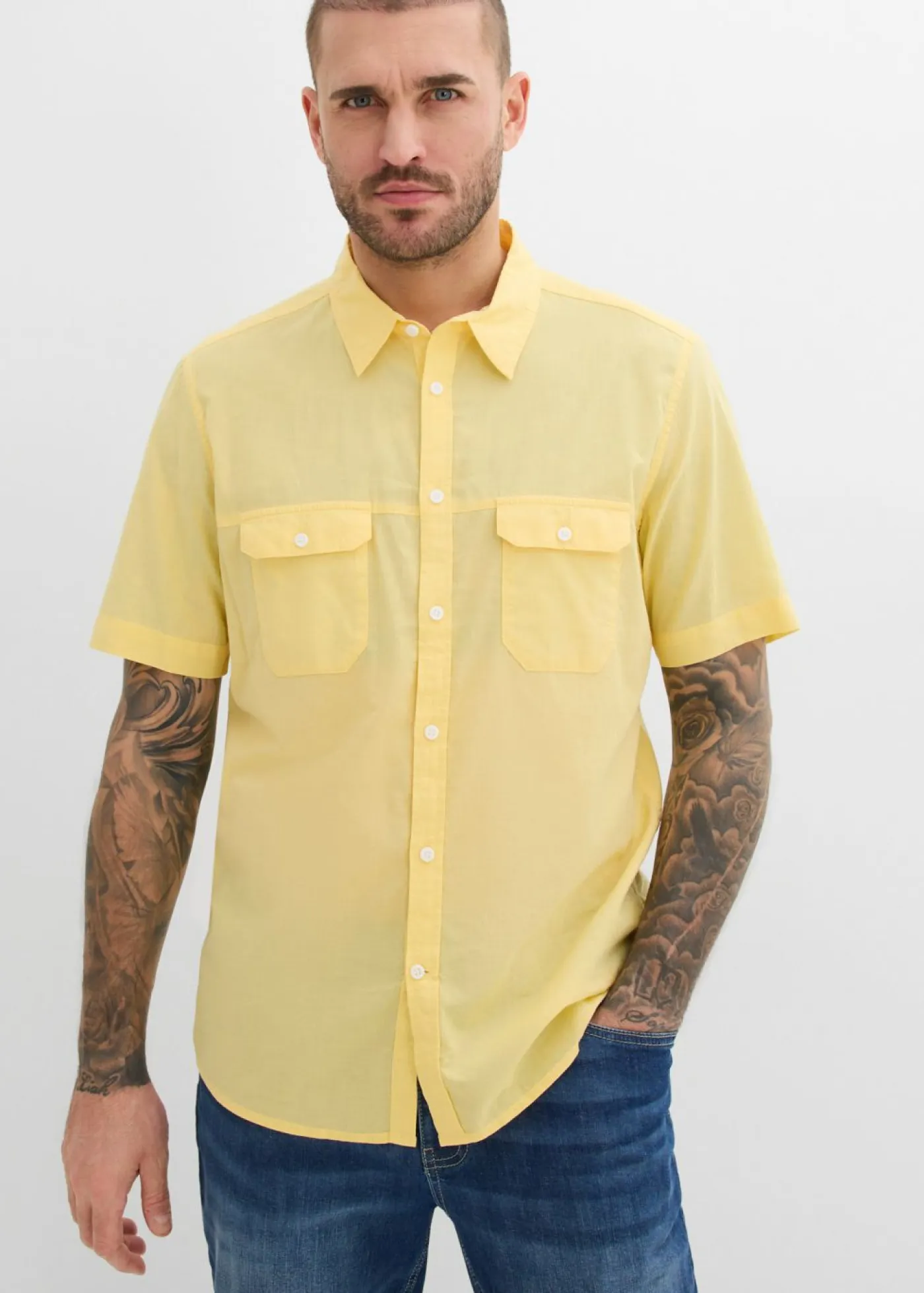 Hombre bonprix bonprix Camisa de manga corta de algodón puro