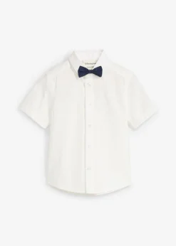 Niños bonprix bonprix Camisa de manga corta y pajarita de algodón puro (conjunto de 2 piezas)