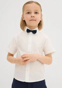 Niños bonprix bonprix Camisa de manga corta y pajarita de algodón puro (conjunto de 2 piezas)