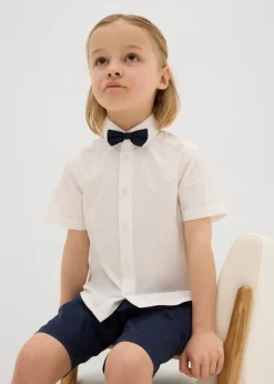 Niños bonprix bonprix Camisa de manga corta y pajarita de algodón puro (conjunto de 2 piezas)