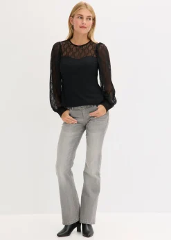 Mujer bonprix bonprix Camisa de manga larga con encaje