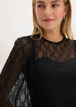 Mujer bonprix bonprix Camisa de manga larga con encaje